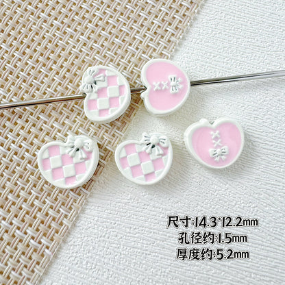 Star and Heart Metal Beads 13mm Baking Painted Houndstooth 10pcs 15