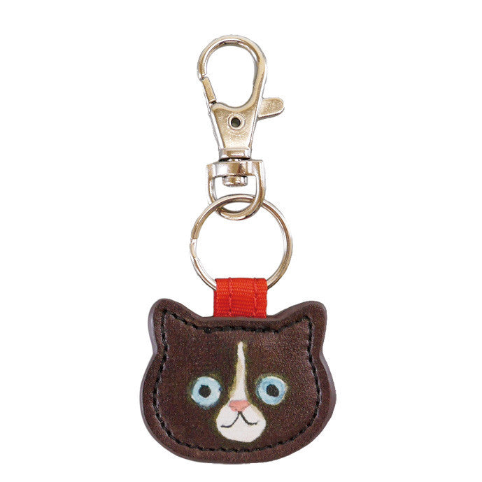 Kawaii Cat Keychain PU Leather Cute Animal Design 2pcs 8cm 12