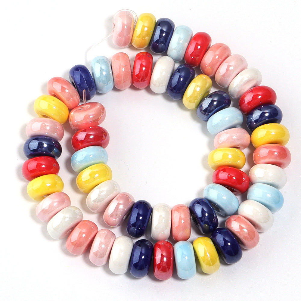 Ceramic Flat Round Spacer Beads 9mm Colored Abacus 55pcs 5
