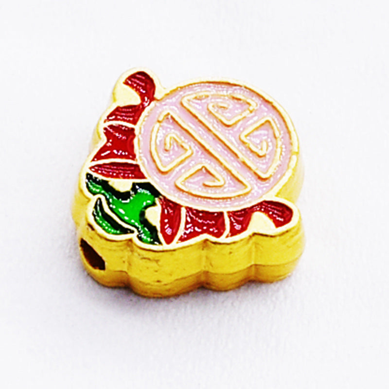 Cloisonne Metal Beads 12mm Good Fortune Pattern Enamel 10pcs 6