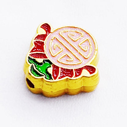 Cloisonne Metal Beads 12mm Good Fortune Pattern Enamel 10pcs 6