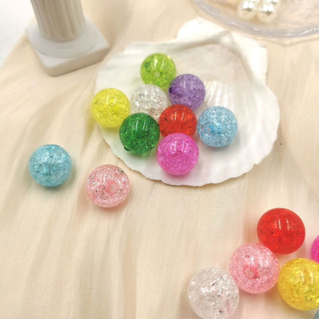 Transparent Crackle Acrylic Beads 10-16mm Colorful Mixed 100pcs 3