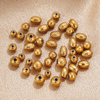 Stainless Steel Round Metal Beads Color Retaining Hammer Texture 20pcs 4