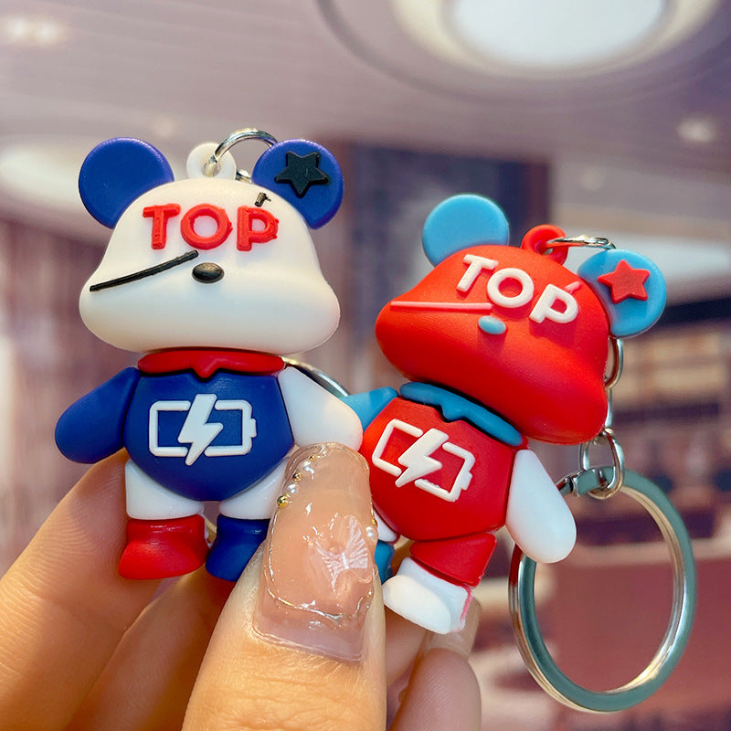 PVC Super Cool Bear Keychain Colorful Street Style Charm 2