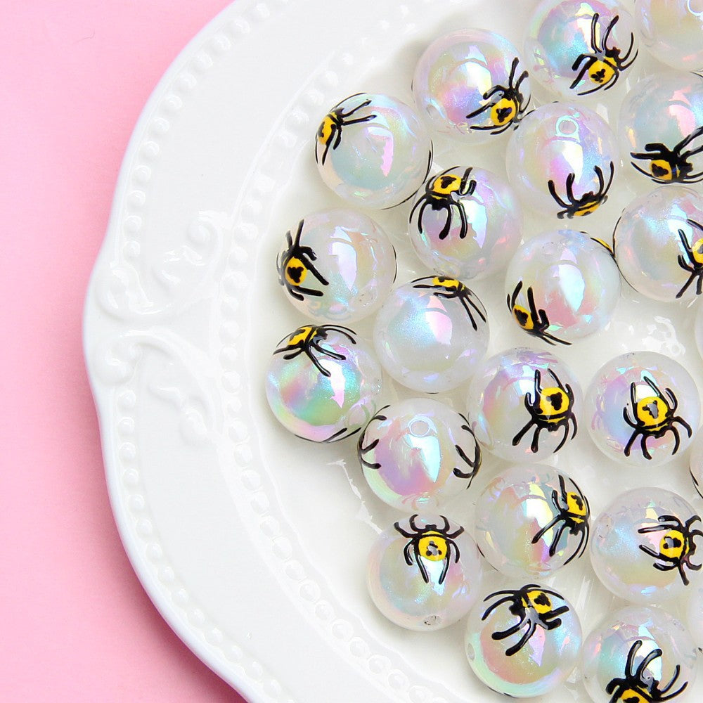 Hand-Painted Halloween Pumpkin Ghost Acrylic Beads 16mm 19