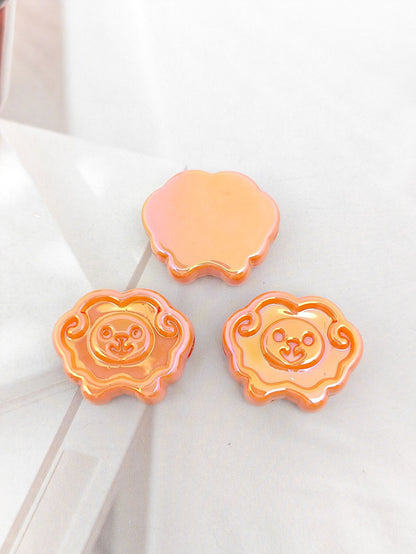 UV Plating Tiny Sheep Acrylic Flat Beads 24mm Glossy Face 50pcs 13