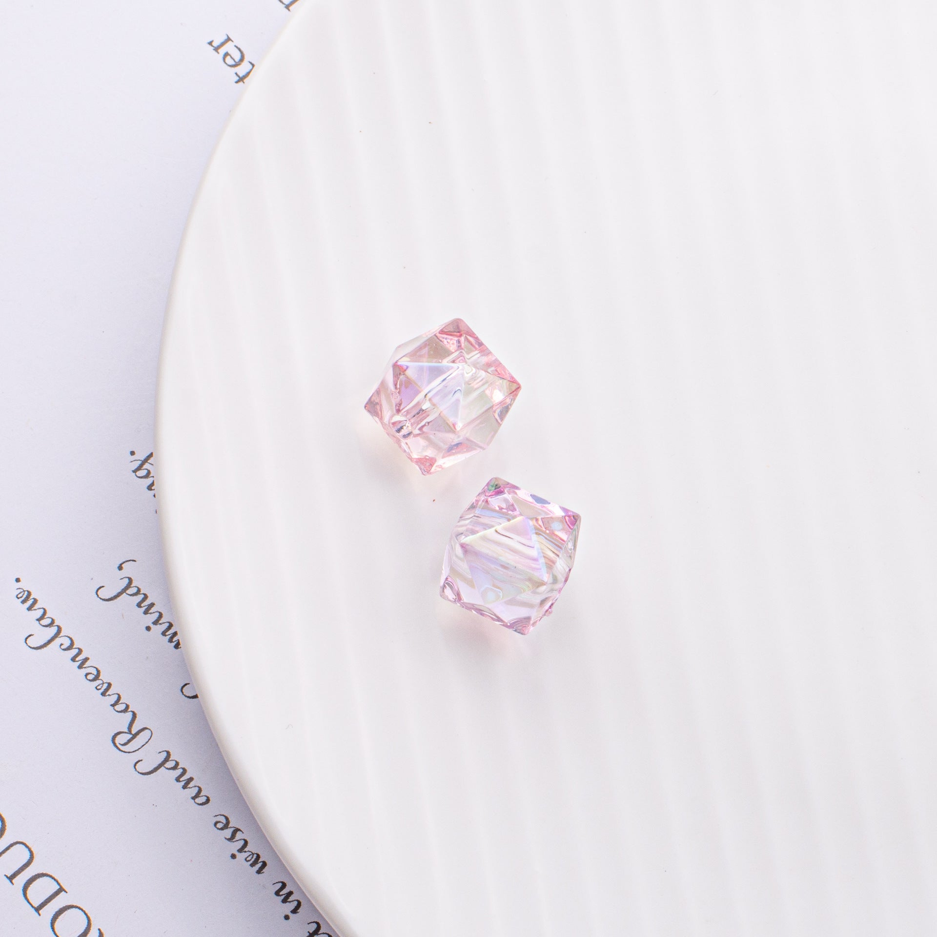Translucent Angular Faceted Square Acrylic Beads 14mm Pastel Rainbow 100pcs 6