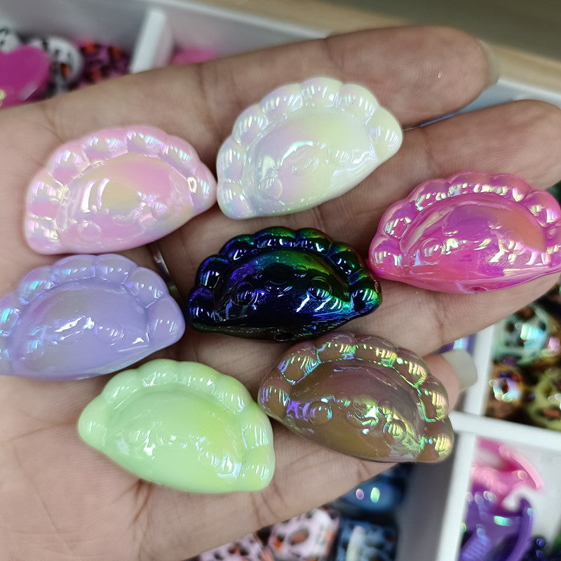 Glow Plated Dumpling Acrylic Beads 18-29mm Mixed Colors 100pcs
