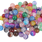 Crackle Glass Beads Round 10mm Dual Color Mixed 80pcs 3