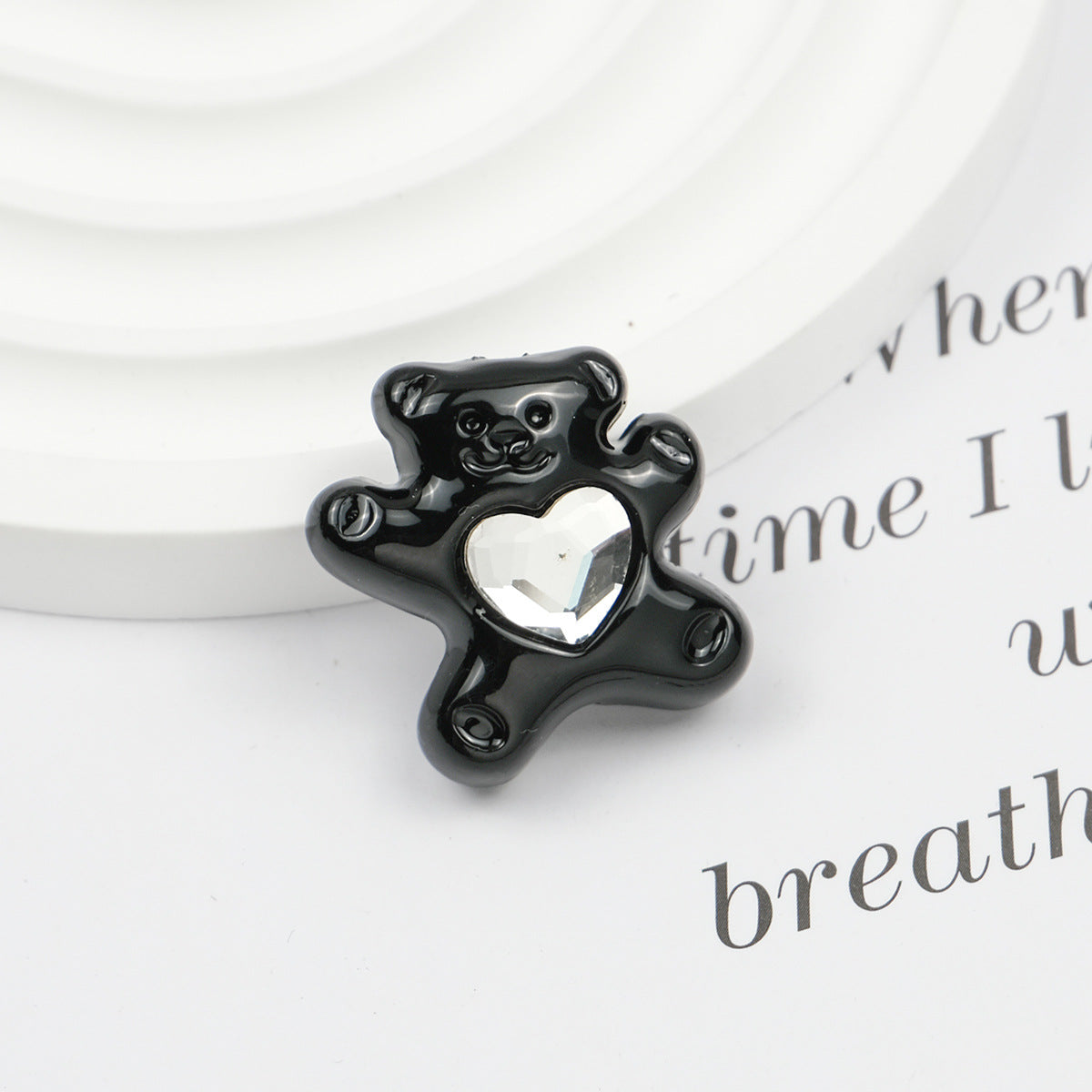 Painted Butterfly and Bear Acrylic Beads Imitation Zirconia Embedded 6pcs 15