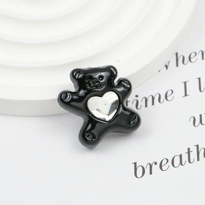 Painted Butterfly and Bear Acrylic Beads Imitation Zirconia Embedded 6pcs 15