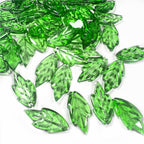 Czech Glass Beads Maple Leaves 26mm Green Shades 50pcs