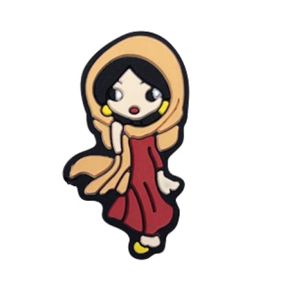Silicone Focal Beads Cartoon Princess Sitting Pose 20pcs 8