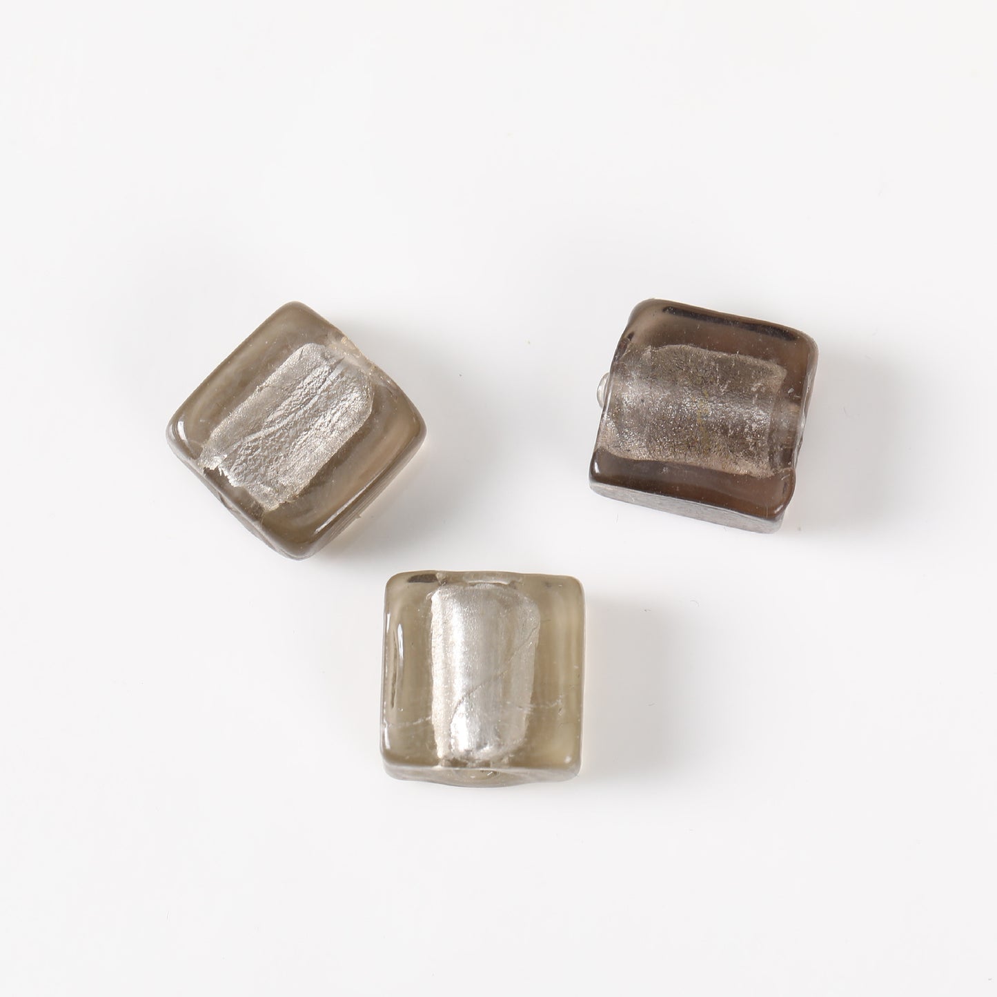 Vintage Transparent Lampwork Square Glass Beads 12mm 20pcs 8