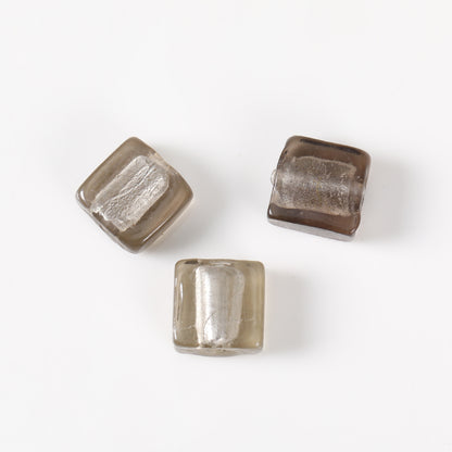 Vintage Transparent Lampwork Square Glass Beads 12mm 20pcs 8
