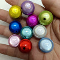 Plated Bubblegum Beads 20mm Iridescent Laser-coated Bulb 50pcs
