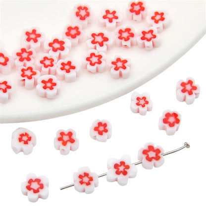 Millefiori Plum Flower Glass Beads 6mm Colorful Mixed 20pcs 7