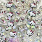Printed Round Acrylic Beads 16mm Adorable HK Design 50pcs 2