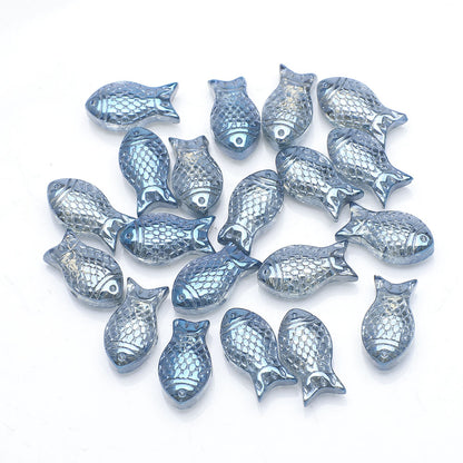 Electroplated Transparent Fish Glass Beads 8x15mm 30pcs 11