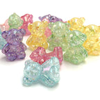 Crackle Bear Acrylic Beads 31mm Glossy Textured Pastel 5pcs 3