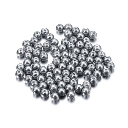 Pearl Glass Beads 8mm Imitation Smooth Glossy Mixed Colors 100pcs 21
