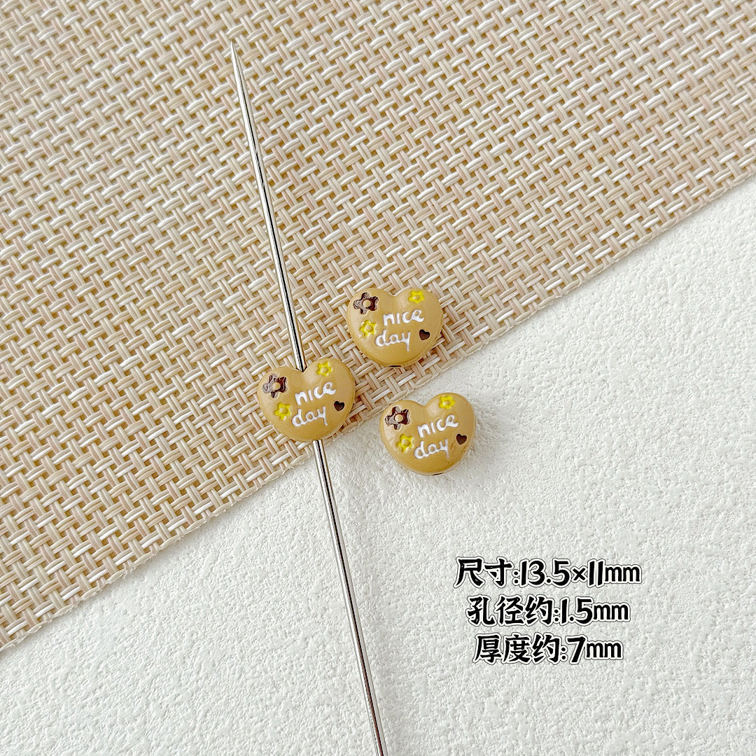 Double Sided Heart and Perfume Bottle Metal Beads 13/16mm Painted Alloy 10pcs 11