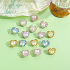 Bow Heart Acrylic Beads 20mm Iridescent Rhinestone Pastel 10pcs 2