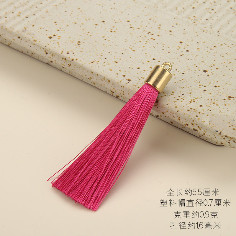 Colorful Polyester Fringe Tassel Keychain with Golden Cap 55mm 50pcs 33