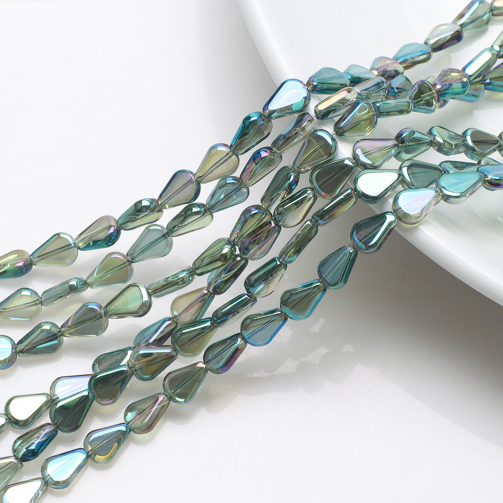 Electroplated Melon Seed Glass Beads 8mm 11mm Teardrop Iridescent 30pcs 9