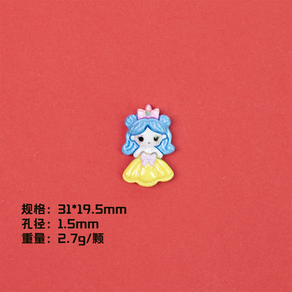 Glossy Pastel Princess Resin Beads Glossy Pretty Figures 10pcs 7