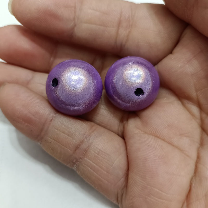 Plated Bubblegum Beads 20mm Iridescent Laser-coated Bulb 50pcs 7