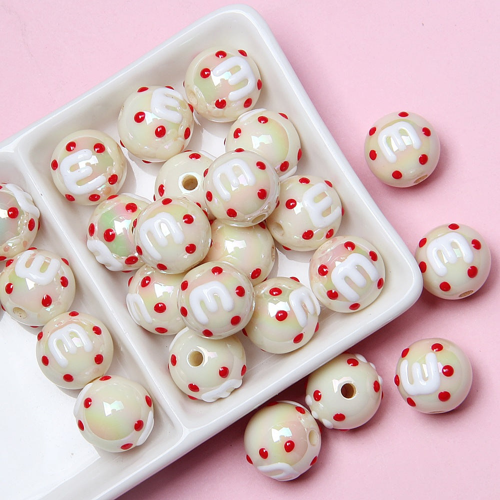 Hand Painted Bear Acrylic Beads 16mm Glossy Single Piece 7