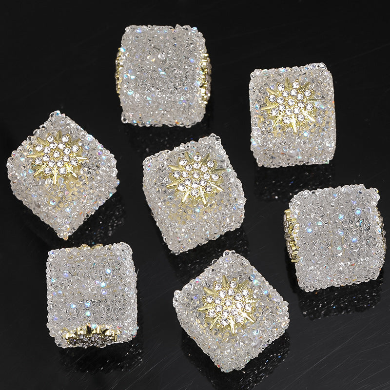 Butterfly Pentagram Cube Rhinestone Beads 22mm Vibrant Metal Embellished 5pcs 32