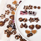 Leopard Pattern Geometric Shape Acrylic Beads Wild Animal Print 10pcs