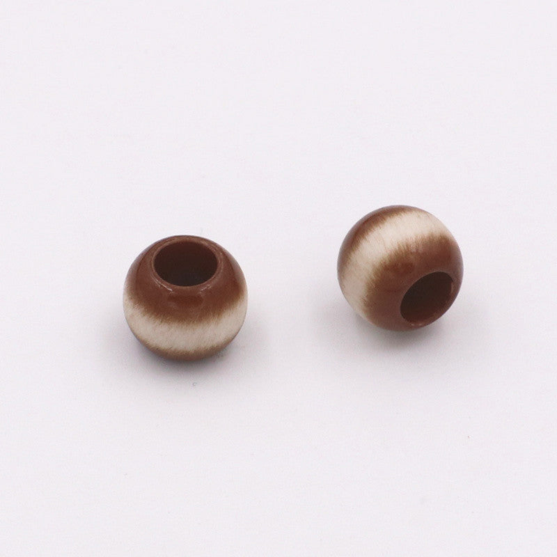 Large Hole Gradient Striped Round Acrylic Beads 10mm 20pcs 5