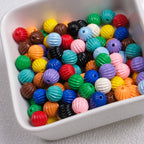 Painted Pumpkin Acrylic Beads 9mm Striped Bright Colors 100pcs 3