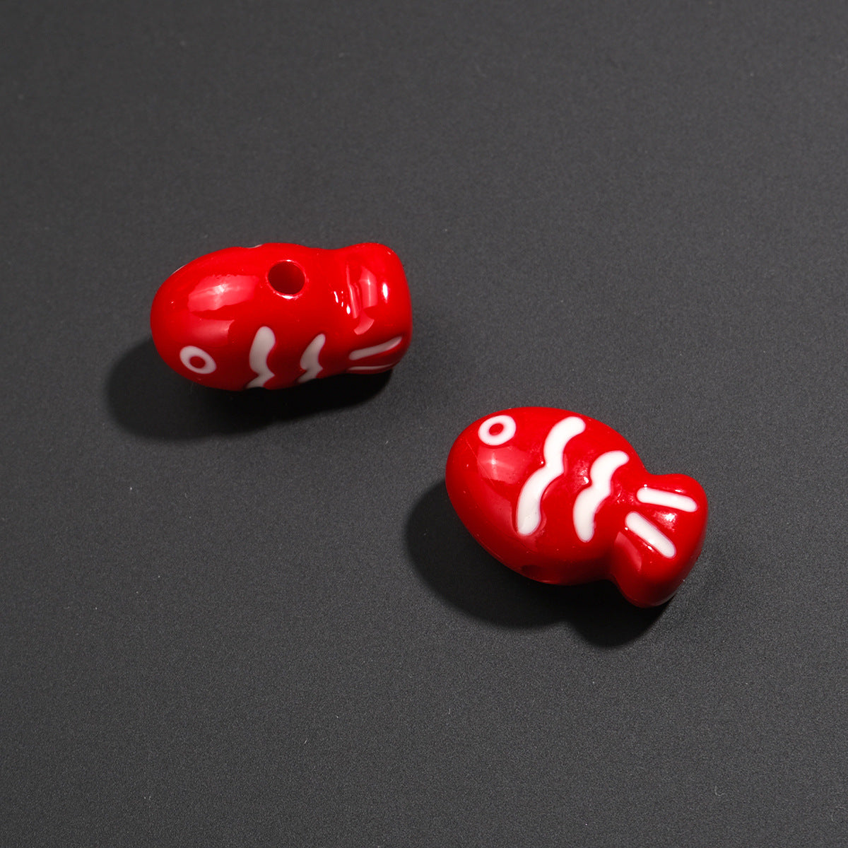 Painted Fish Acrylic Beads 22mm Colorful Cute 20pcs 9