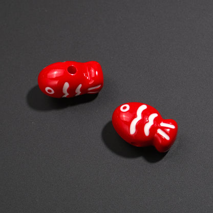 Painted Fish Acrylic Beads 22mm Colorful Cute 20pcs 9