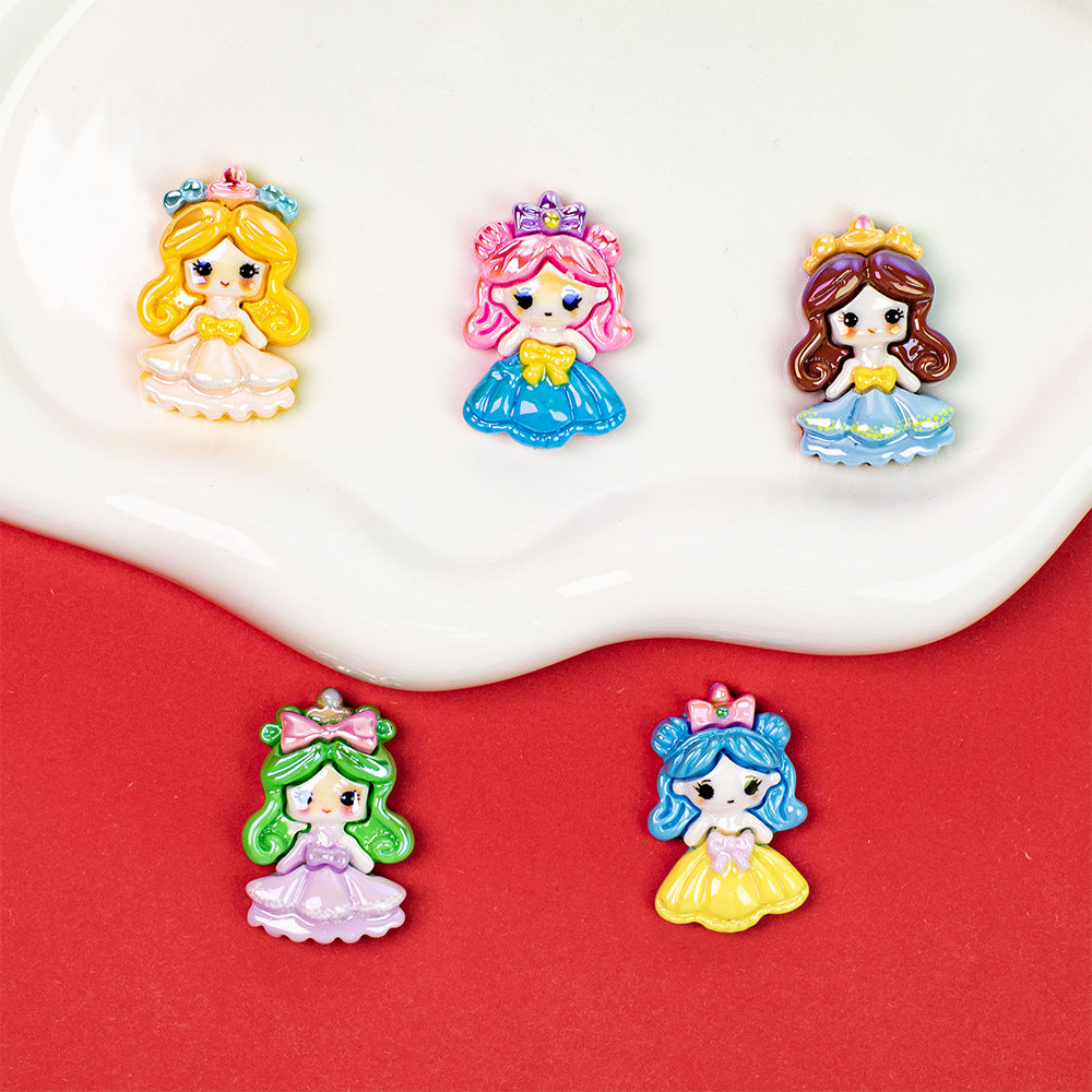 Glossy Pastel Princess Resin Beads Glossy Pretty Figures 10pcs 2