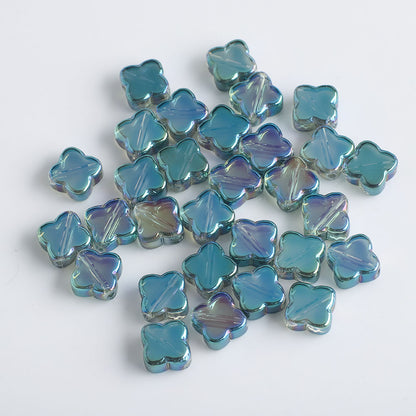 Electroplated Clover Glass Beads 10mm Metallic Colors 30pcs 19