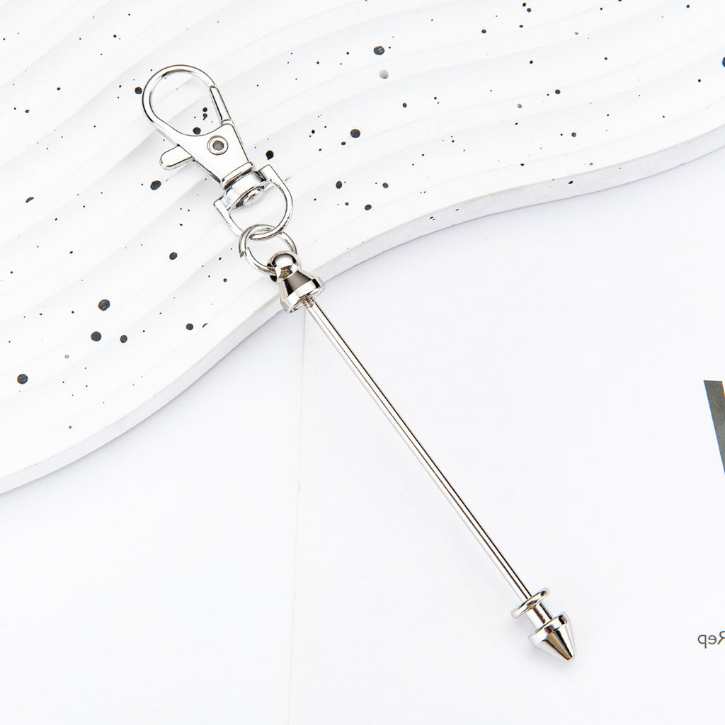 Beadable Keychain Metal Conical Bullet Shape Rose Gold Silver Gun Gray Black 3
