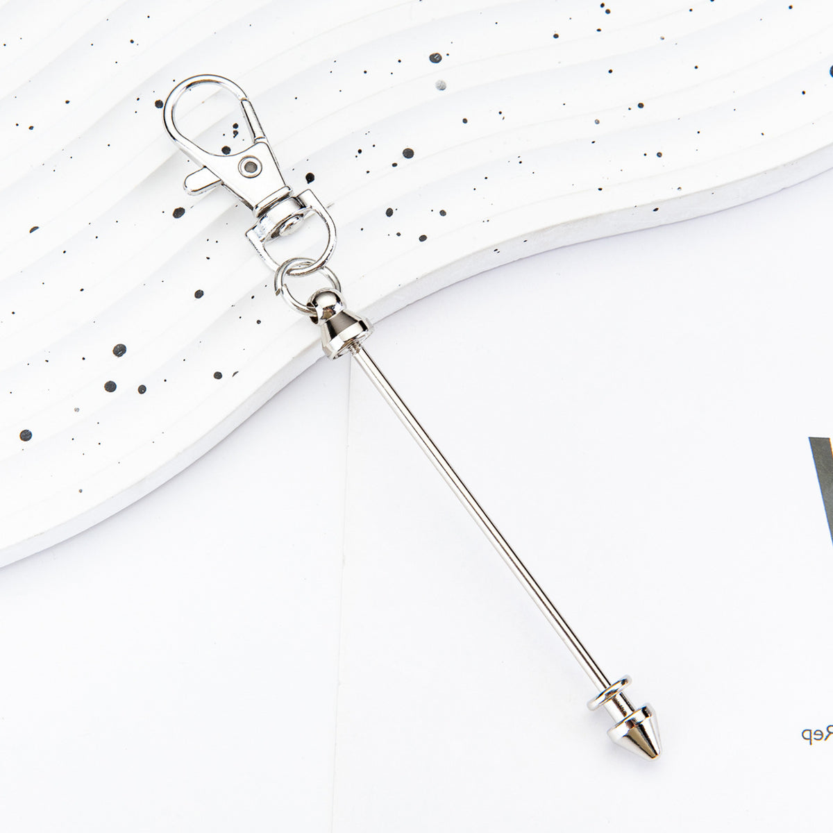 Beadable Keychain Metal Conical Bullet Shape Rose Gold Silver Gun Gray Black 3