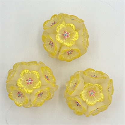 Flower Clay Beads 22mm Shimmer Five Petal Cluster Bubblegum 10pcs 6