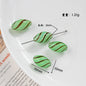 Vintage Pattern Olive Shaped Blown Glass Beads Handmade 4pcs 9