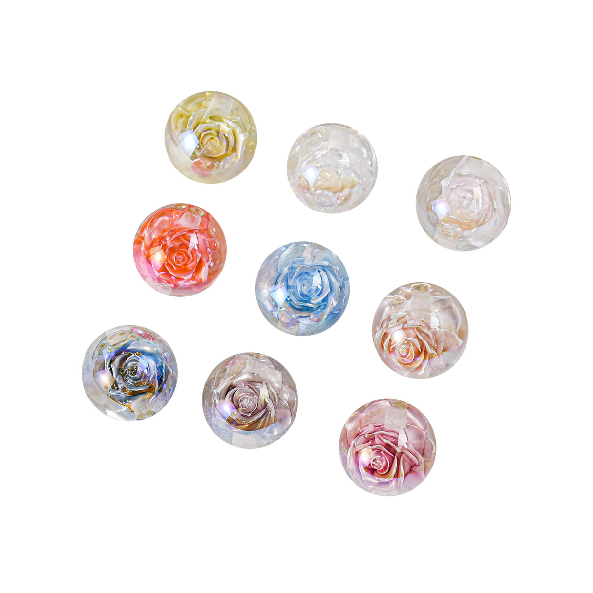 Twilight Rose Resin Beads 16mm Round Mixed Colors 20pcs 4