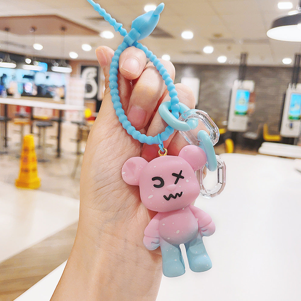 Creative Resin Cartoon Gradient Bear Keychain Metal Material 11