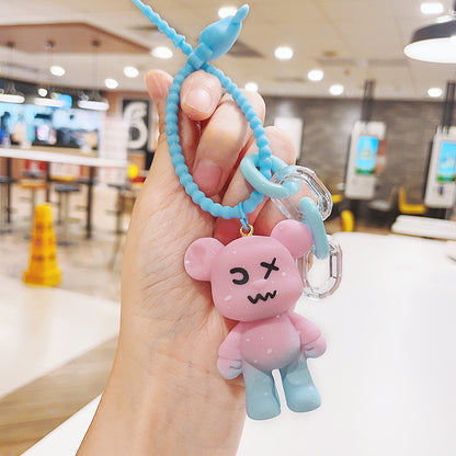 Creative Resin Cartoon Gradient Bear Keychain Metal Material 11