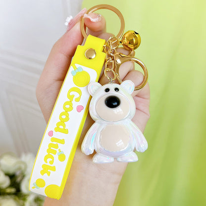 Acrylic Cartoon Bear Keychain Electroplated Finish Cute Charm 7