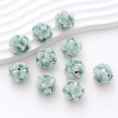 Embellished Flower Cluster Clay Beads 20mm Gradient Rose 10pcs 44