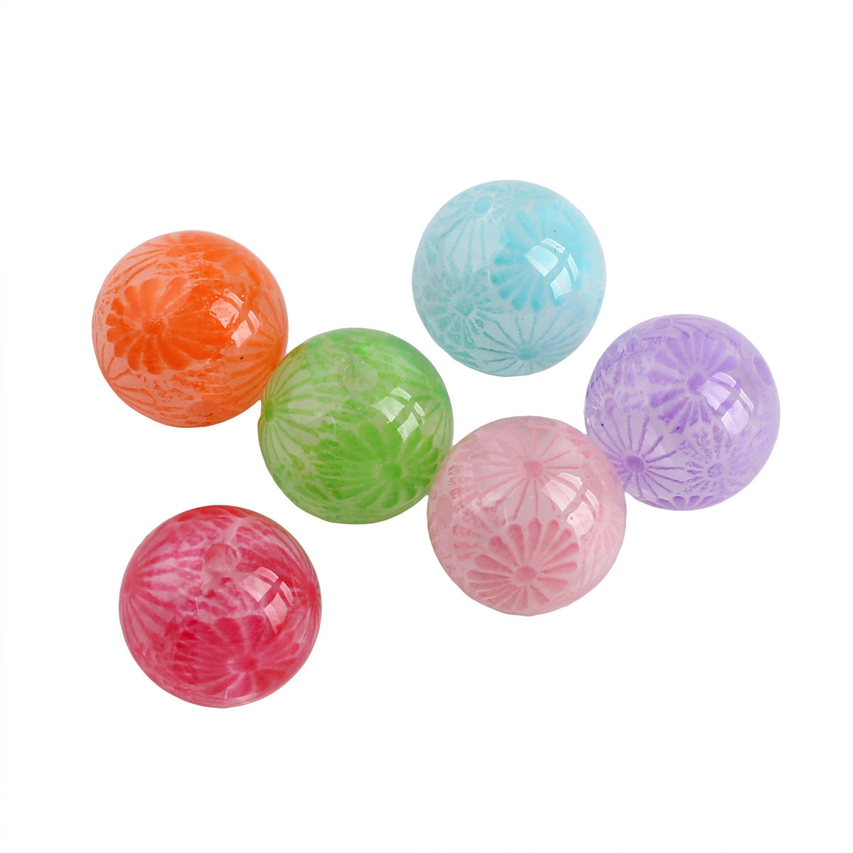 Transparent Fireworks Pattern Acrylic Beads 15mm Colorful 50pcs 5